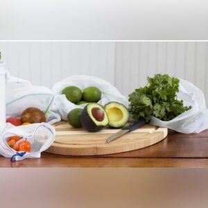 5 count Natural Home white mesh drawstring Reusable Veggie Bags‎ new